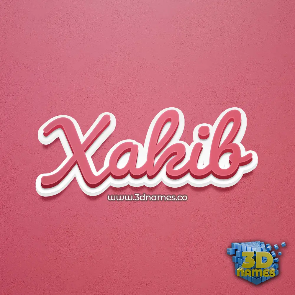 xakib in Red Scribble style - 3D name wallpaper