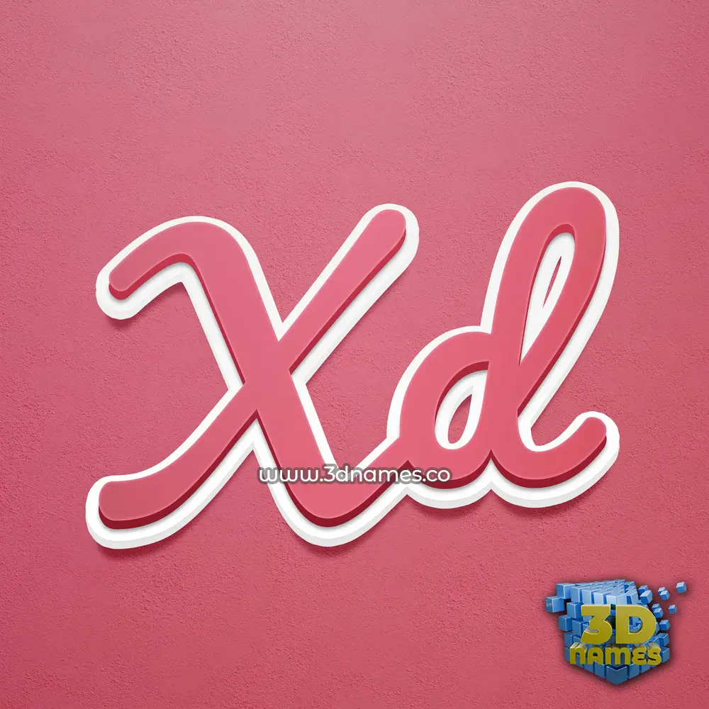 xd in Red Scribble style - 3D name wallpaper