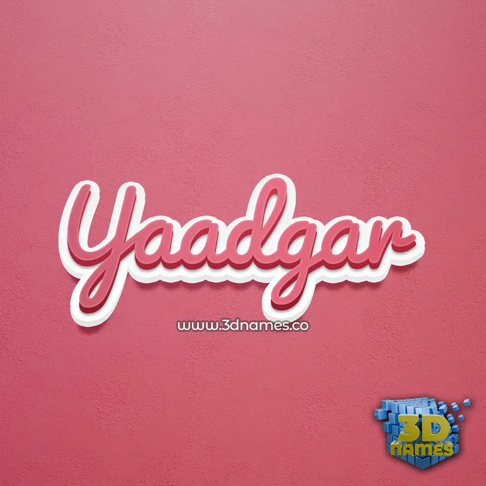 yaadgar in Red Scribble style - 3D name wallpaper