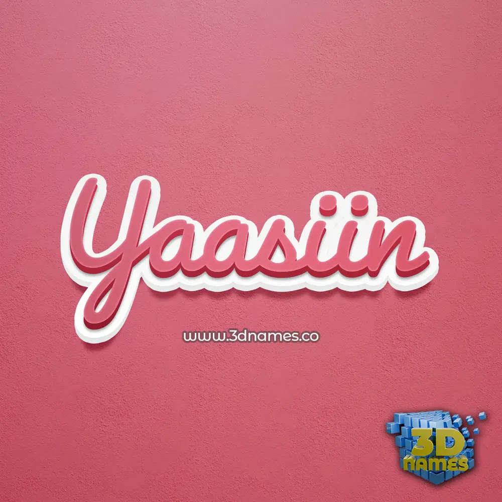 yaasiin in Red Scribble style - 3D name wallpaper