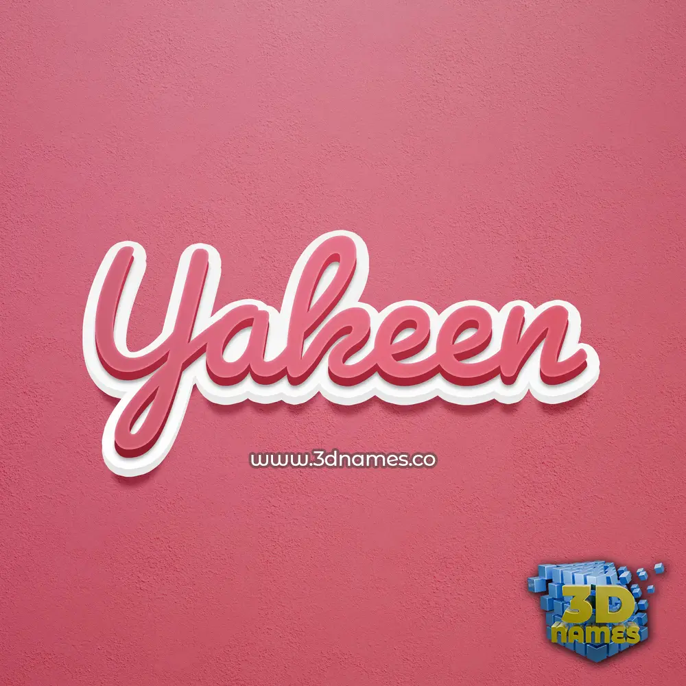 yakeen in Red Scribble style - 3D name wallpaper