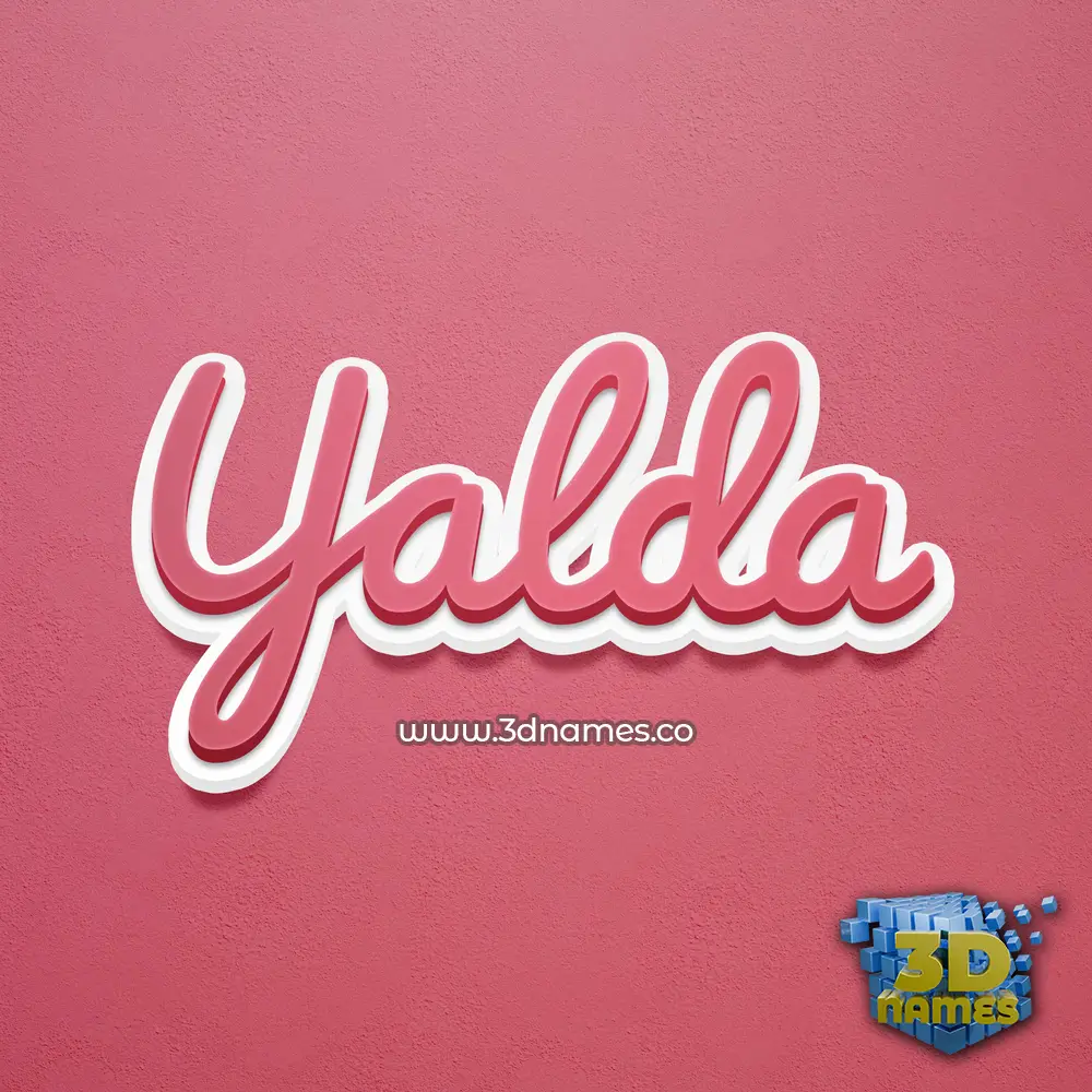 yalda in Red Scribble style - 3D name wallpaper