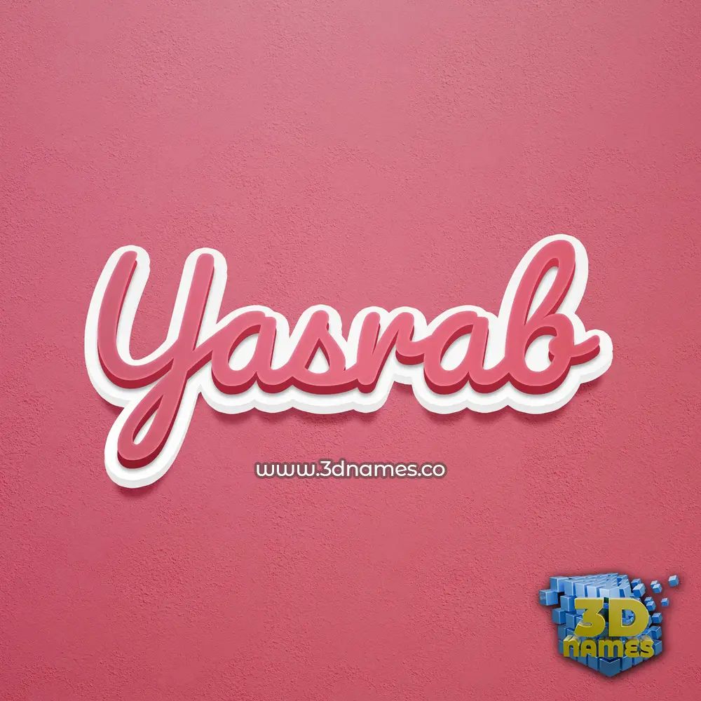 yasrab in Red Scribble style - 3D name wallpaper