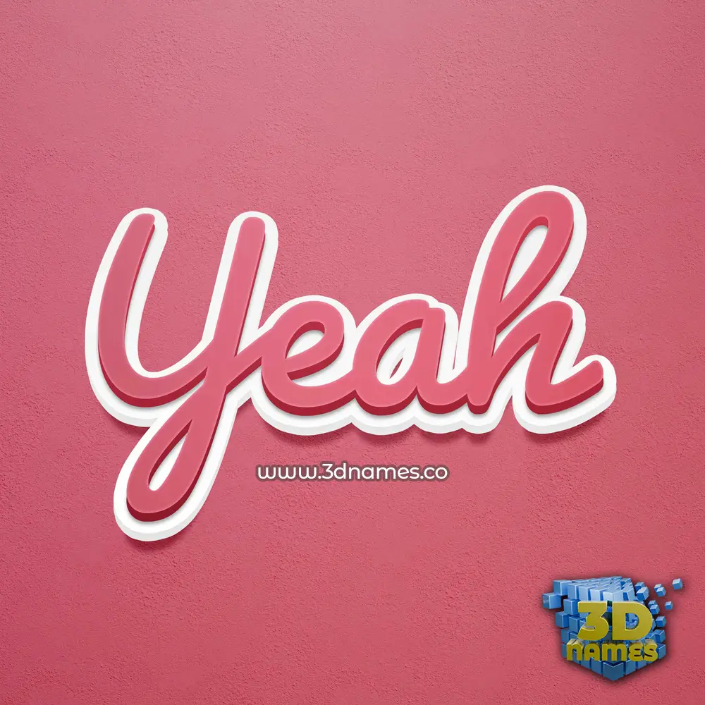 yeah in Red Scribble style - 3D name wallpaper