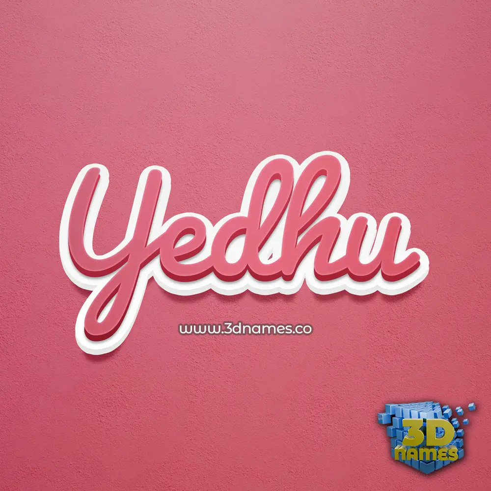 yedhu in Red Scribble style - 3D name wallpaper