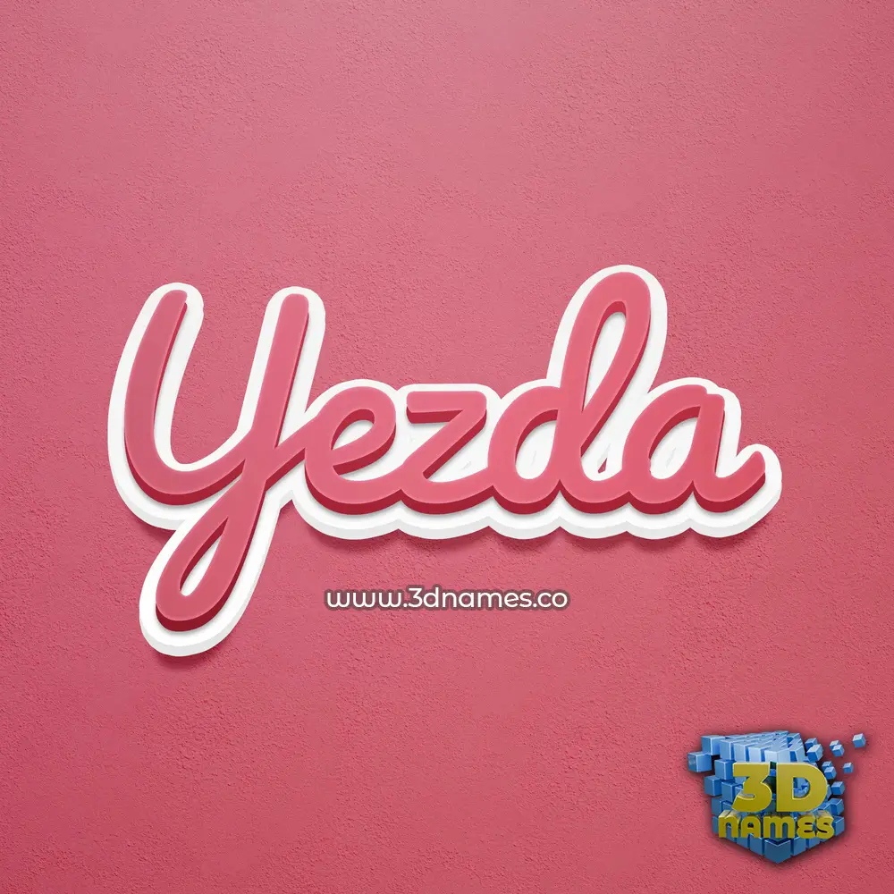 yezda in Red Scribble style - 3D name wallpaper