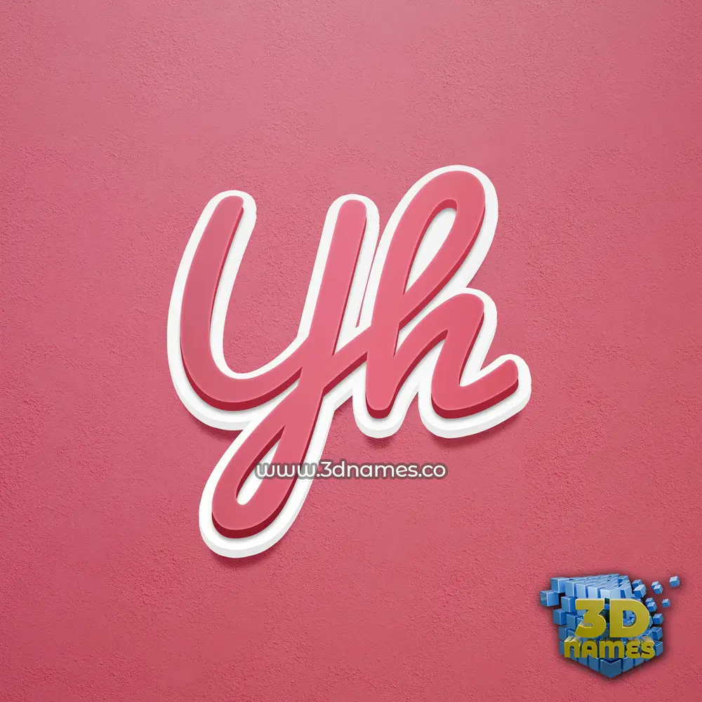 yh in Red Scribble style - 3D name wallpaper