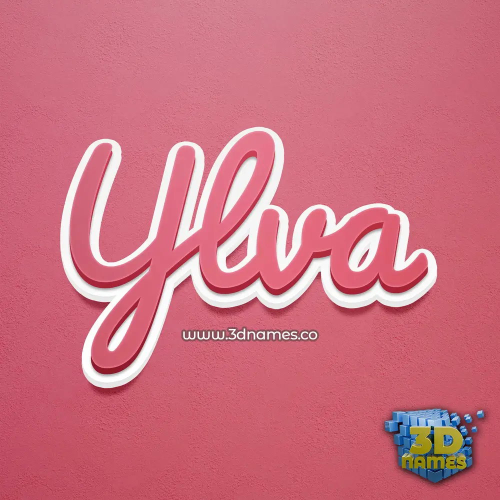 ylva in Red Scribble style - 3D name wallpaper