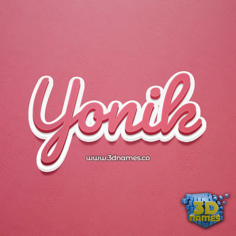 yonik in Red Scribble style - 3D name wallpaper