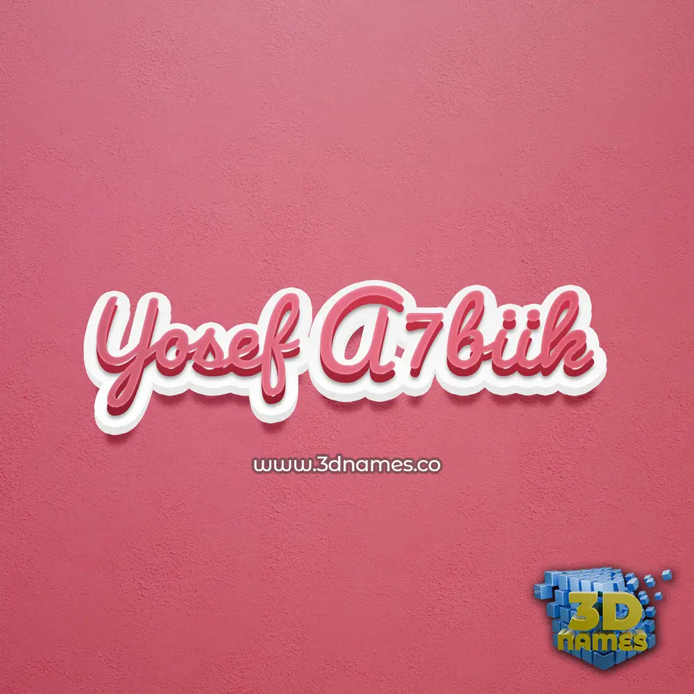 yosef a7biik in Red Scribble style - 3D name wallpaper