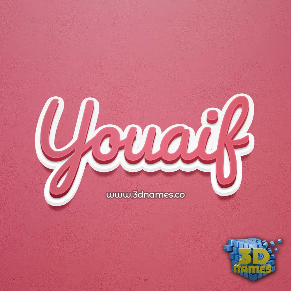 youaif in Red Scribble style - 3D name wallpaper