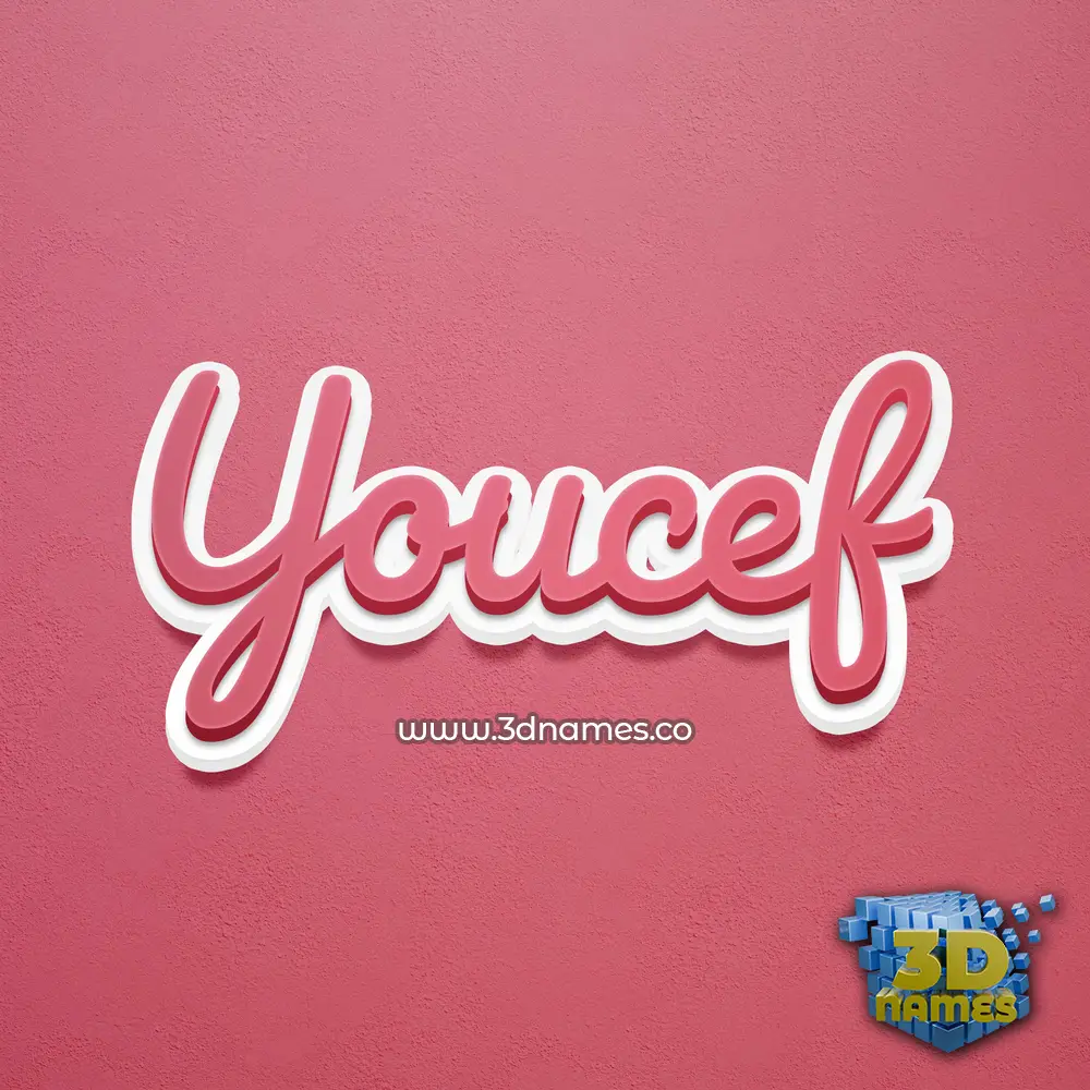 youcef in Red Scribble style - 3D name wallpaper