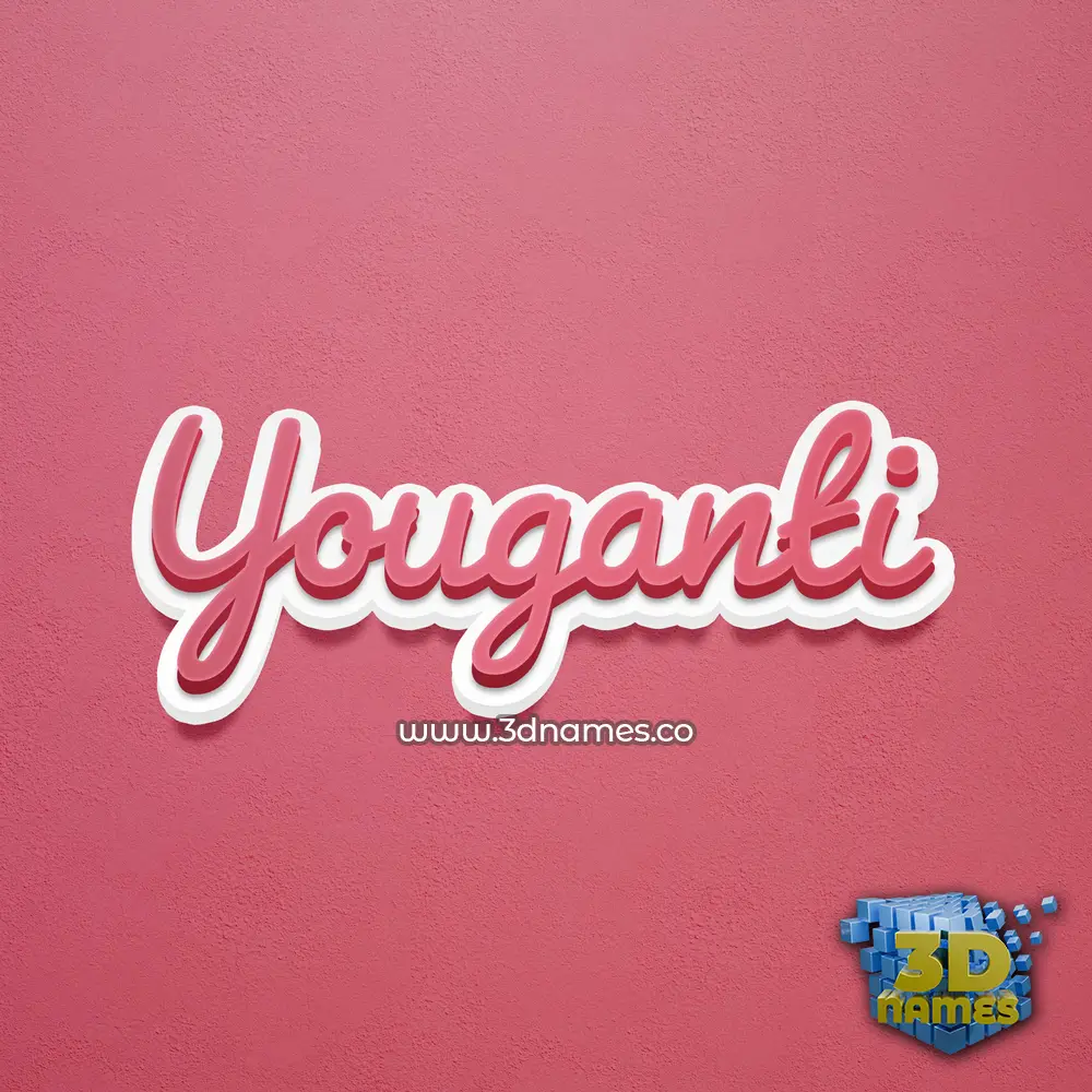 youganti in Red Scribble style - 3D name wallpaper