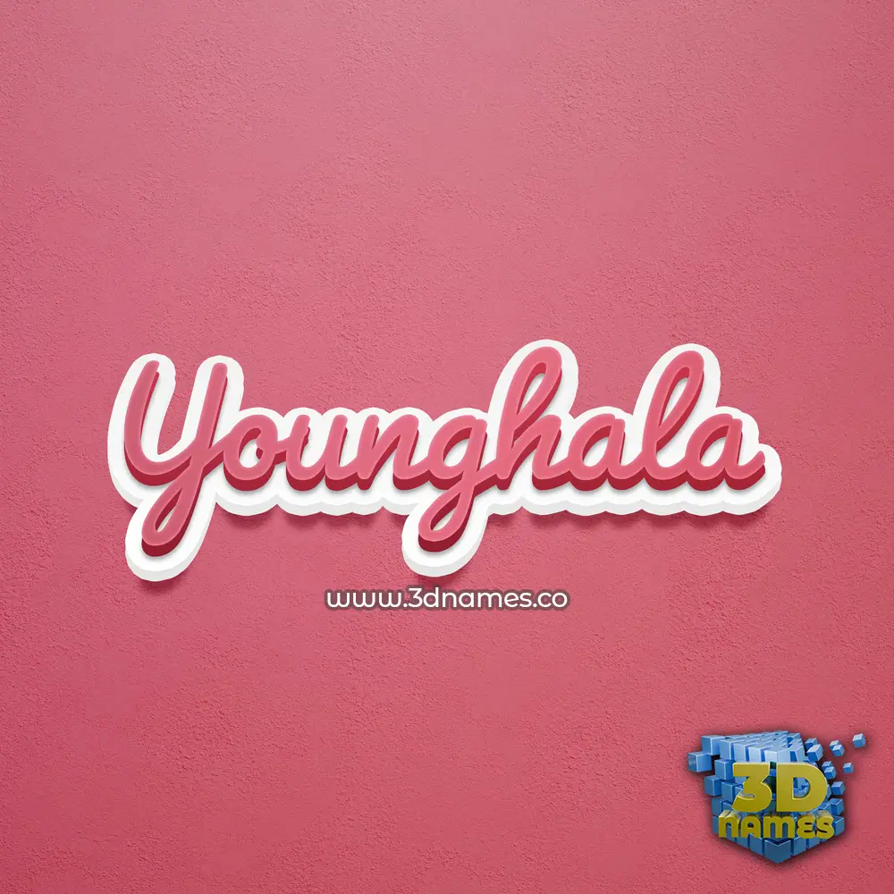 younghala in Red Scribble style - 3D name wallpaper