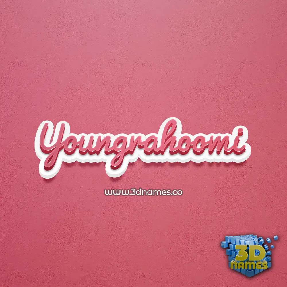 youngrahoomi in Red Scribble style - 3D name wallpaper