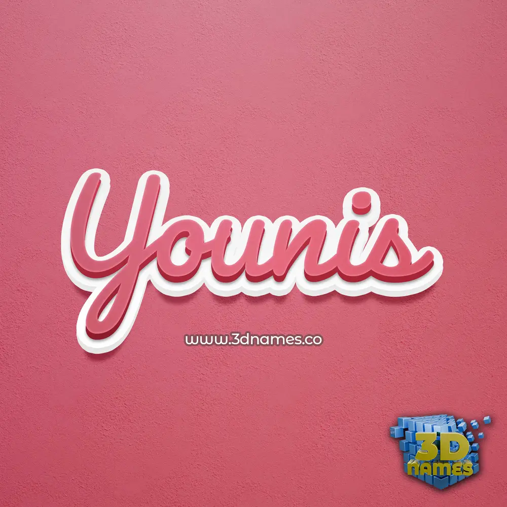 younis in Red Scribble style - 3D name wallpaper