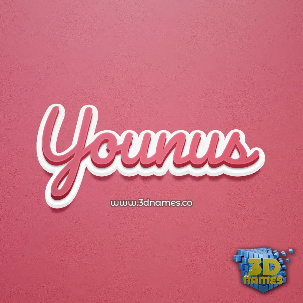 younus in Red Scribble style - 3D name wallpaper