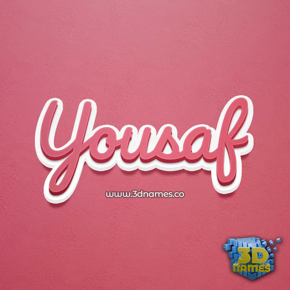 yousaf in Red Scribble style - 3D name wallpaper