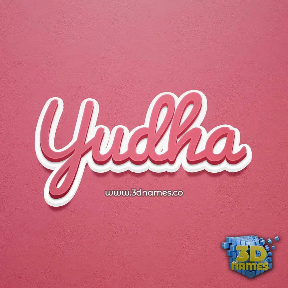 yudha in Red Scribble style - 3D name wallpaper