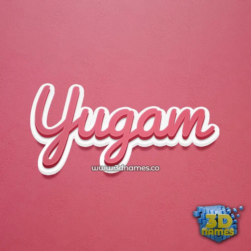 yugam in Red Scribble style - 3D name wallpaper