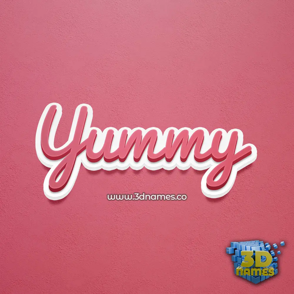 yummy in Red Scribble style - 3D name wallpaper