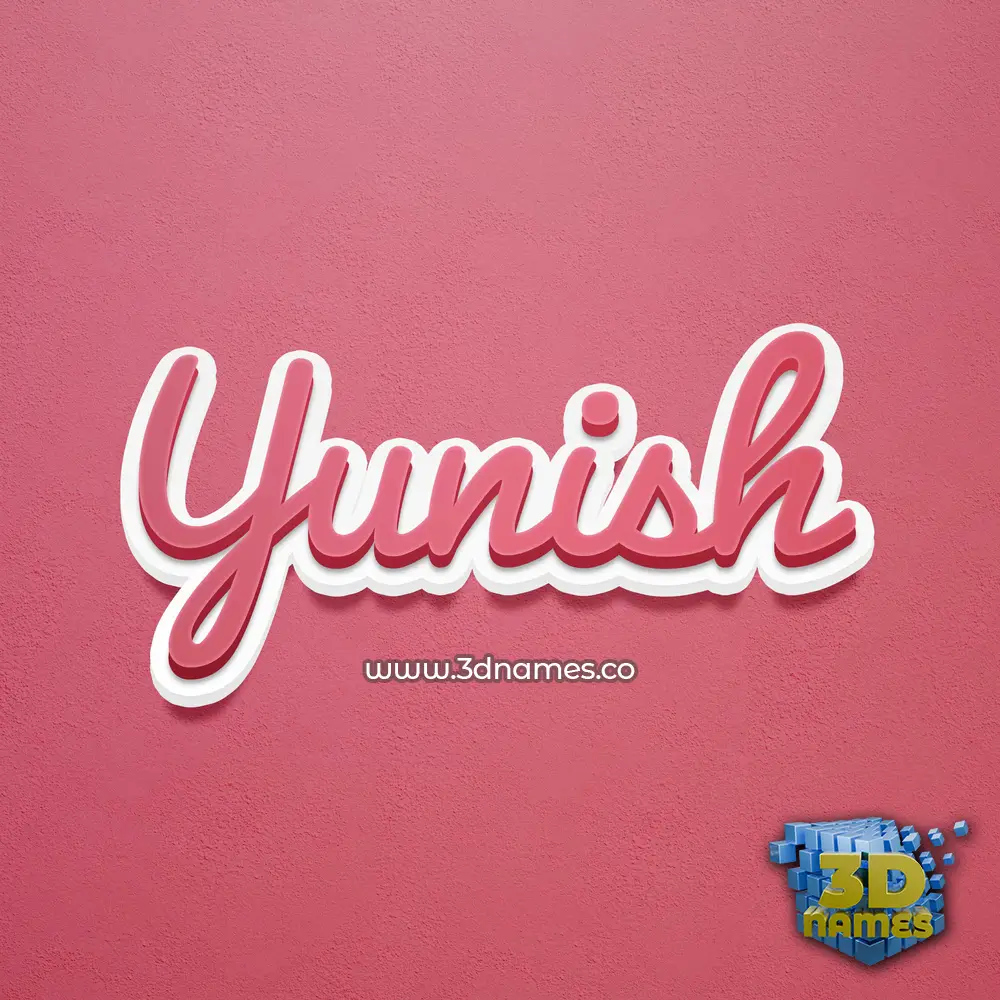 yunish in Red Scribble style - 3D name wallpaper