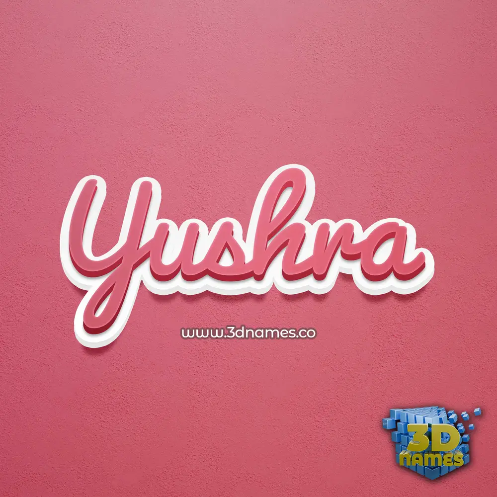 yushra in Red Scribble style - 3D name wallpaper