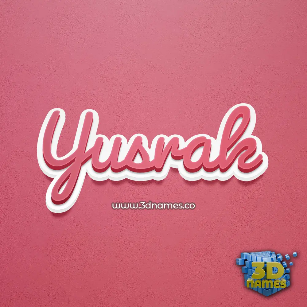 yusrak in Red Scribble style - 3D name wallpaper