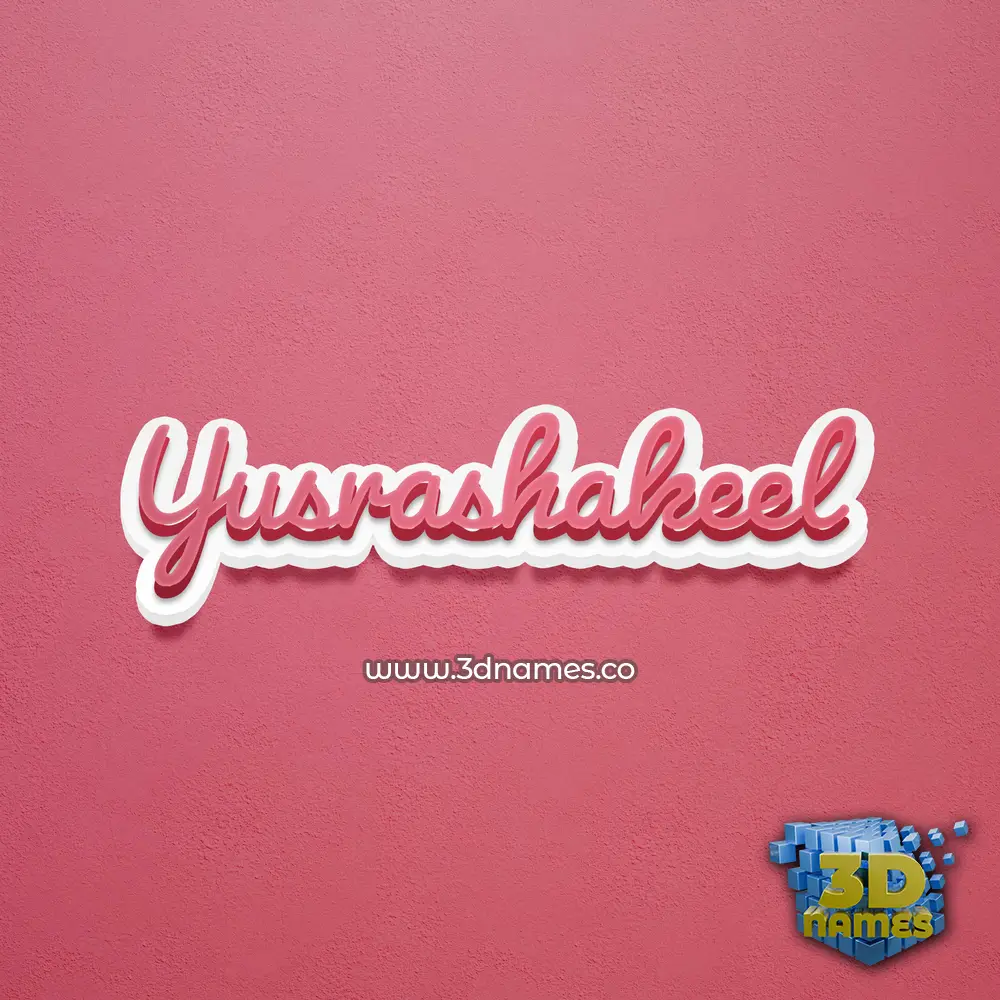 yusrashakeel in Red Scribble style - 3D name wallpaper