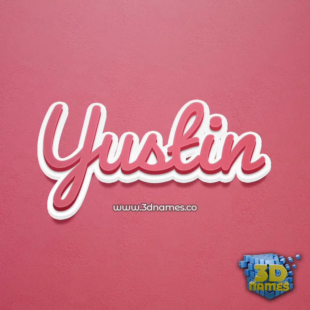 yustin in Red Scribble style - 3D name wallpaper