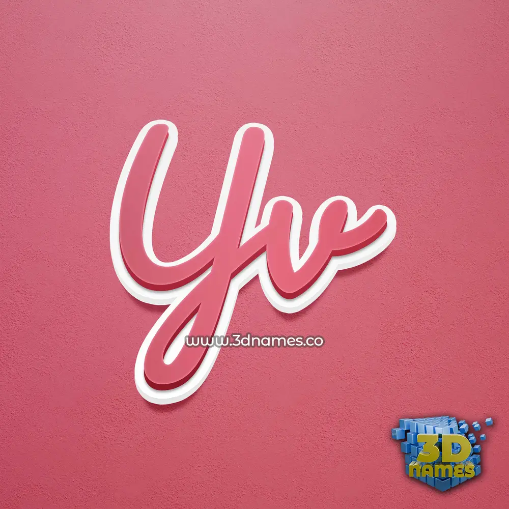 yv in Red Scribble style - 3D name wallpaper