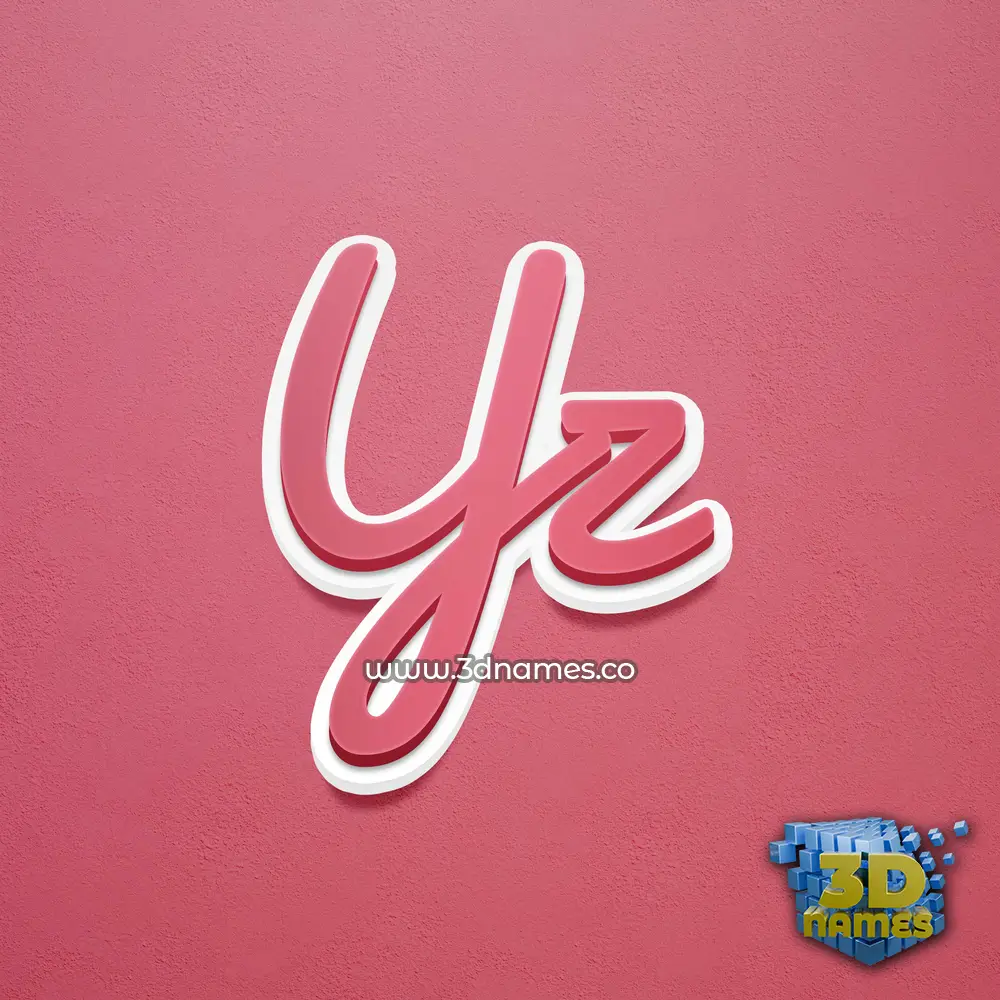 yz in Red Scribble style - 3D name wallpaper