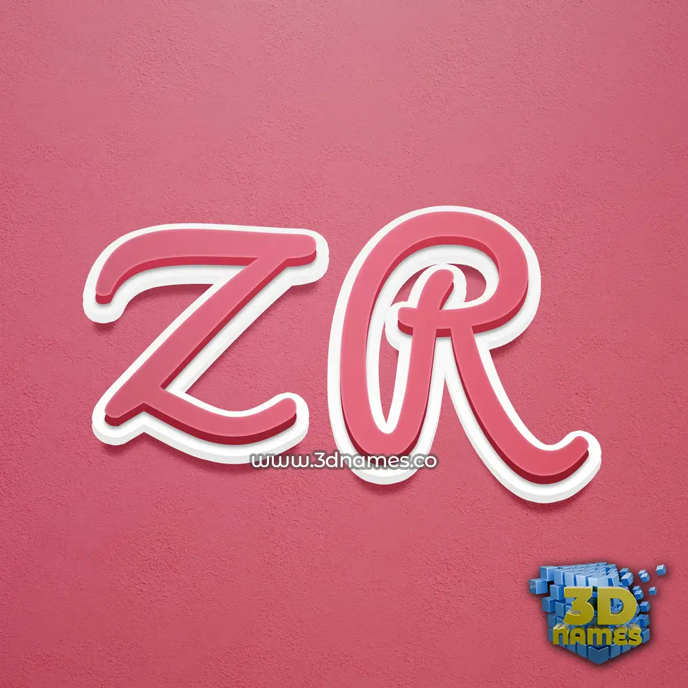 z r in Red Scribble style - 3D name wallpaper