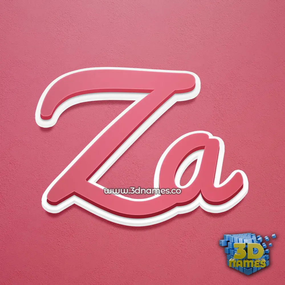 za in Red Scribble style - 3D name wallpaper
