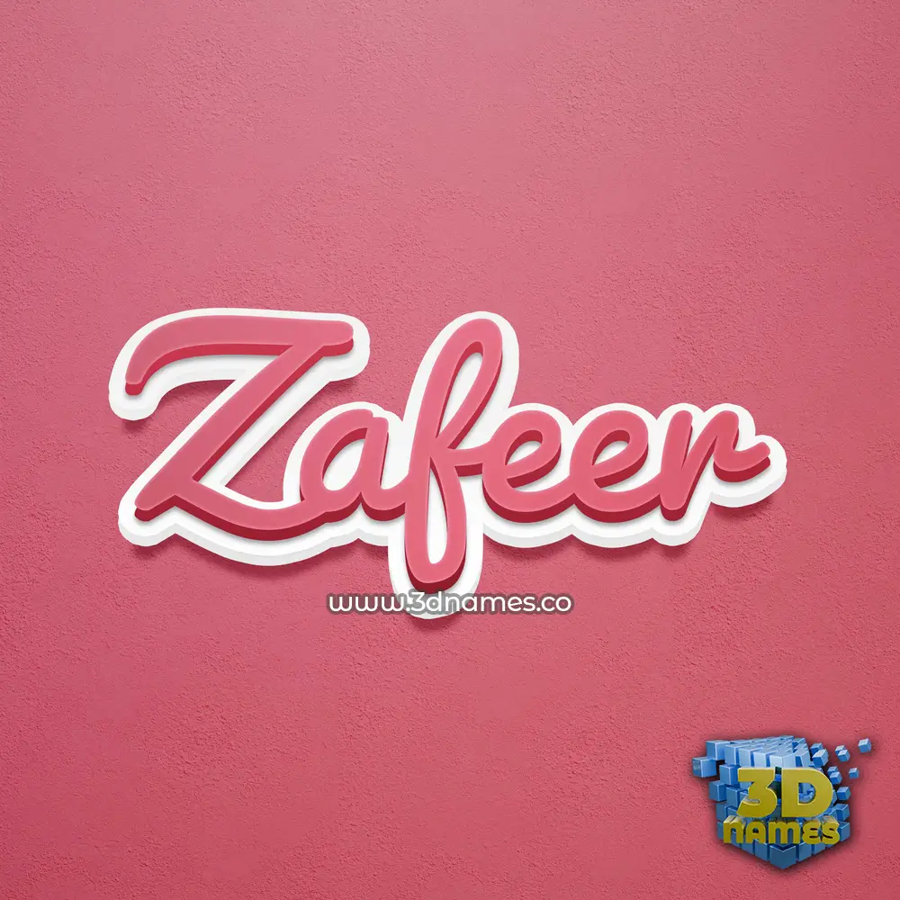 zafeer in Red Scribble style - 3D name wallpaper