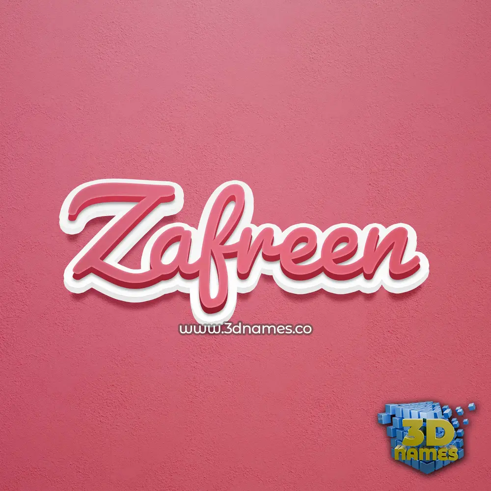 zafreen in Red Scribble style - 3D name wallpaper