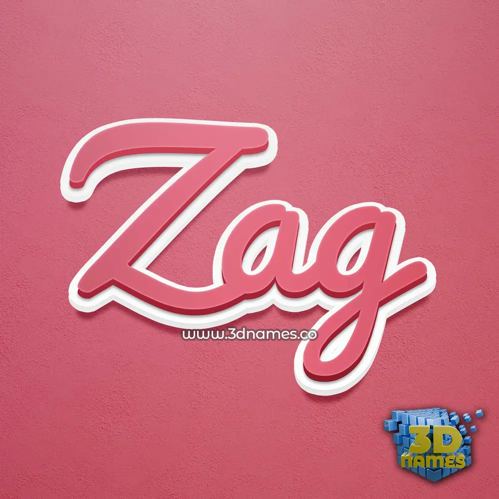 zag in Red Scribble style - 3D name wallpaper