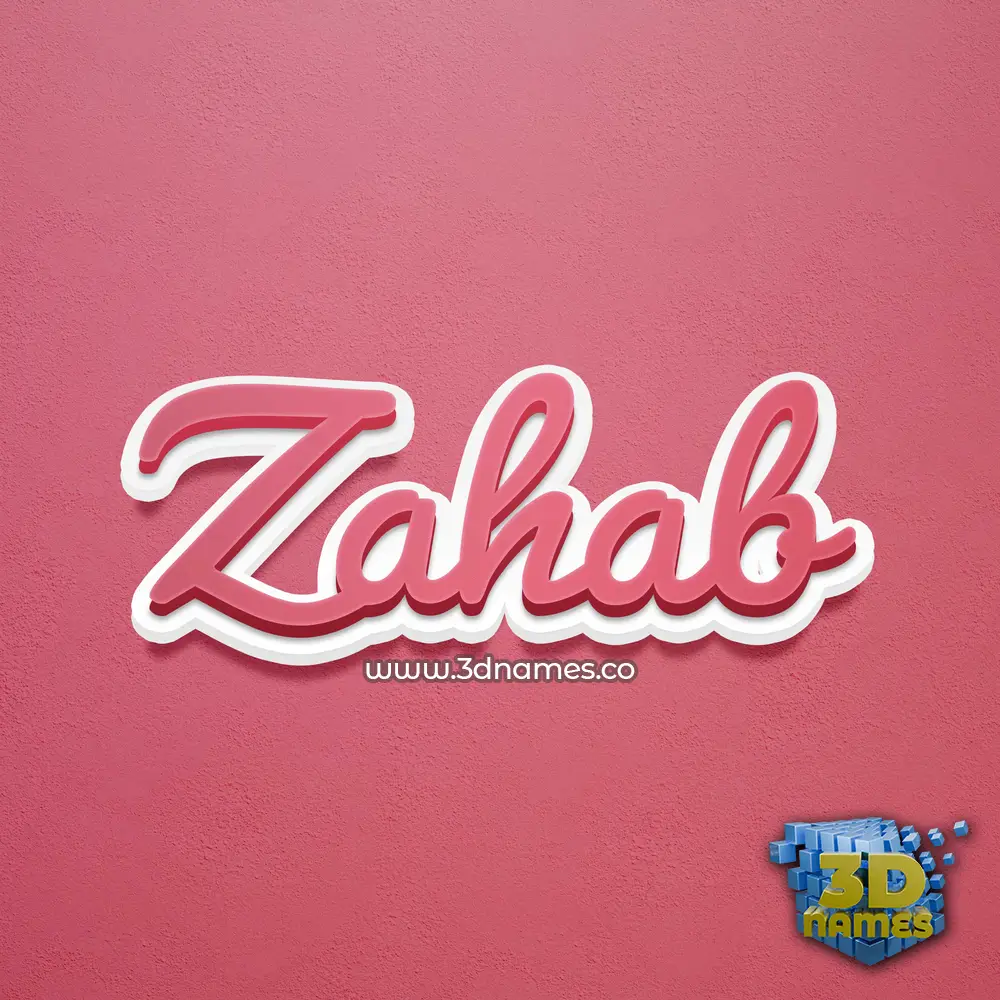 zahab in Red Scribble style - 3D name wallpaper
