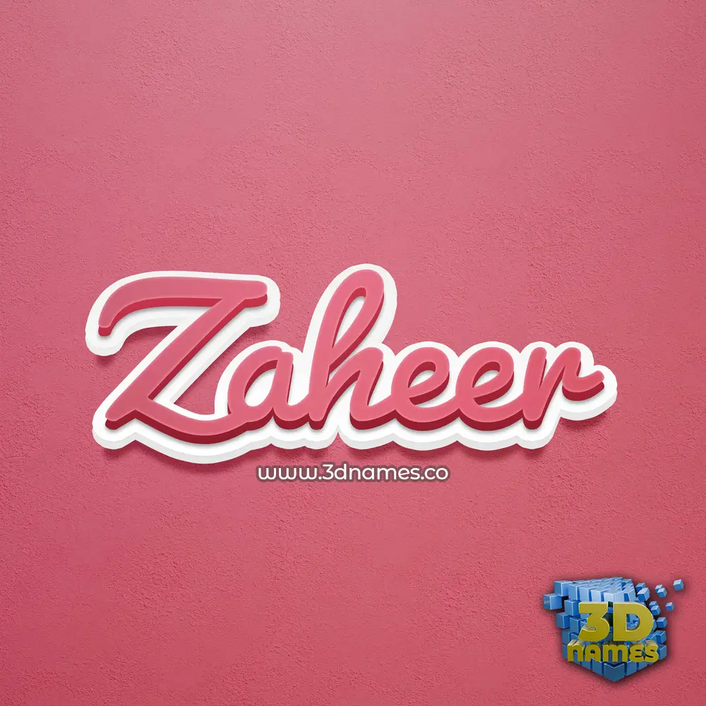 zaheer in Red Scribble style - 3D name wallpaper