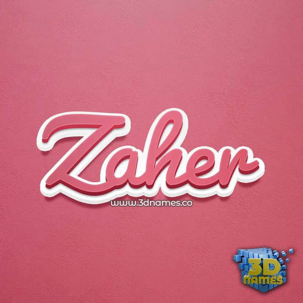 zaher in Red Scribble style - 3D name wallpaper