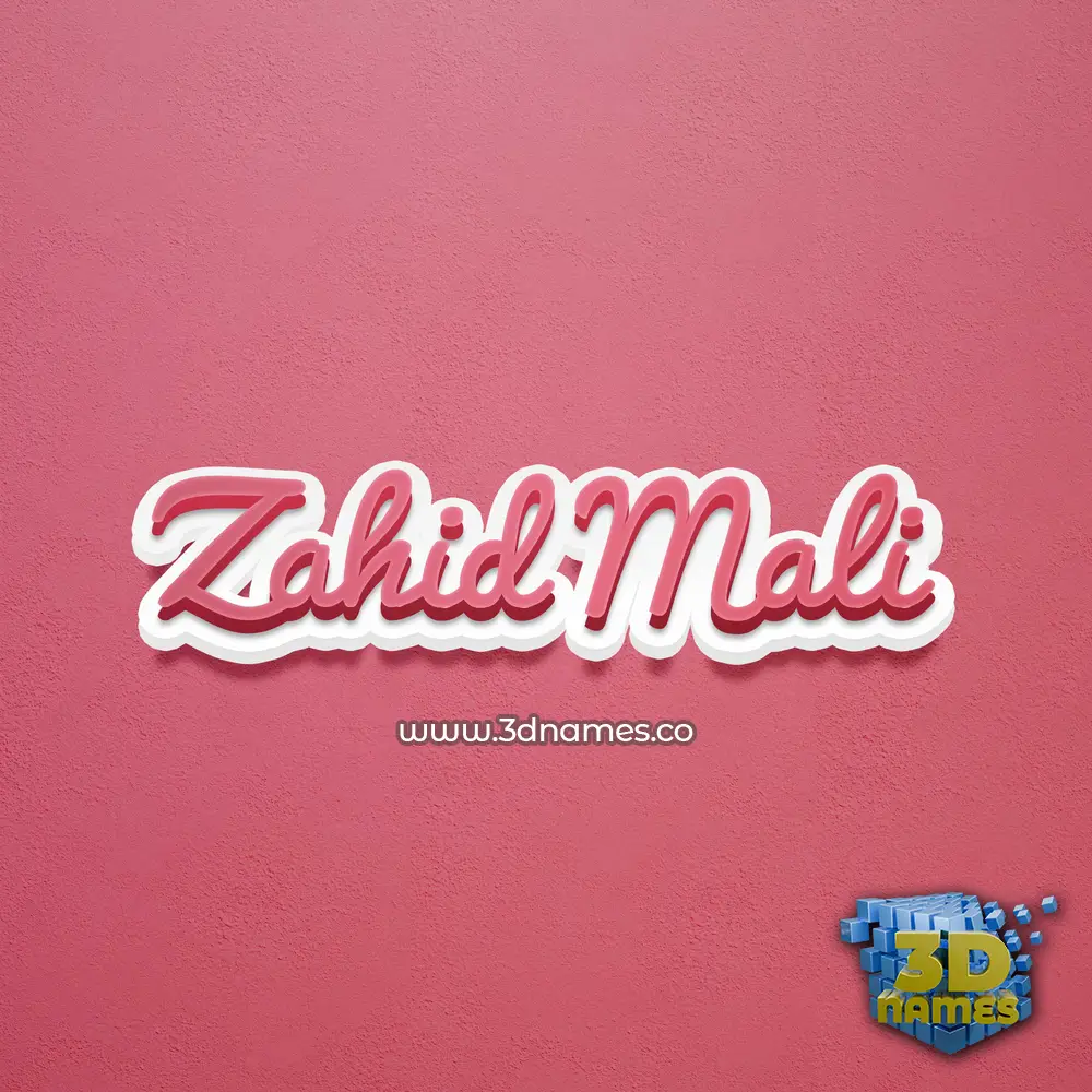 zahid mali in Red Scribble style - 3D name wallpaper