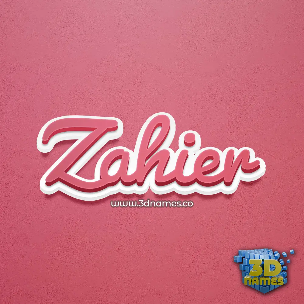 zahier in Red Scribble style - 3D name wallpaper