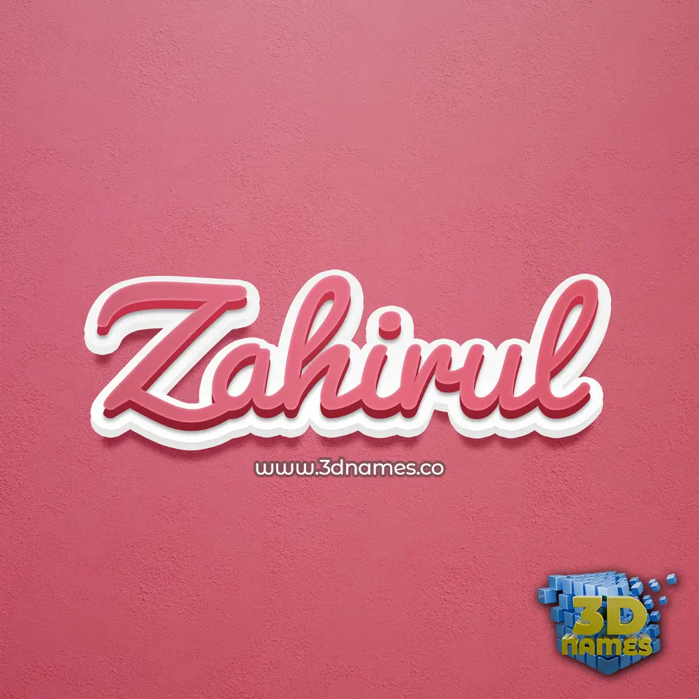 zahirul in Red Scribble style - 3D name wallpaper