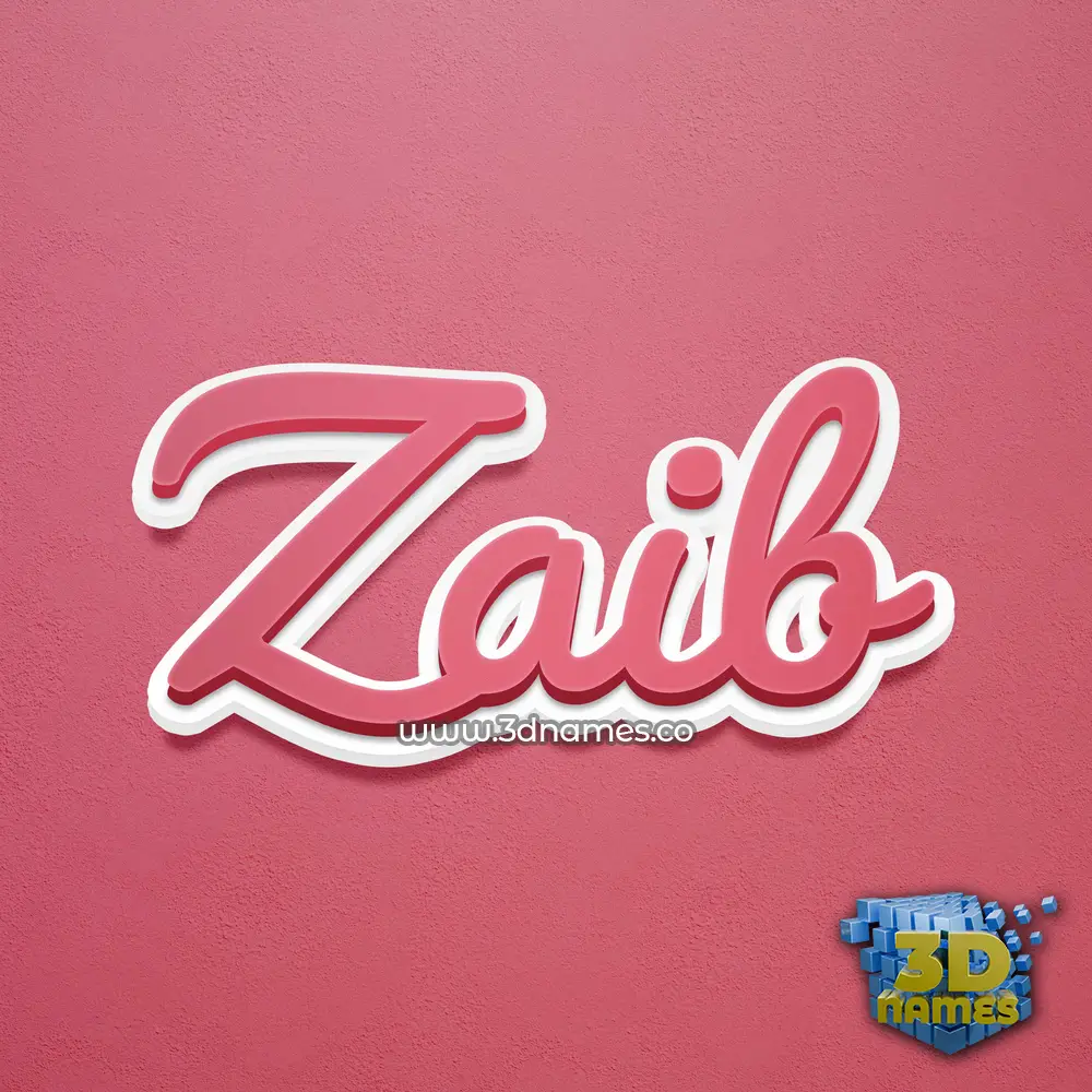 zaib in Red Scribble style - 3D name wallpaper