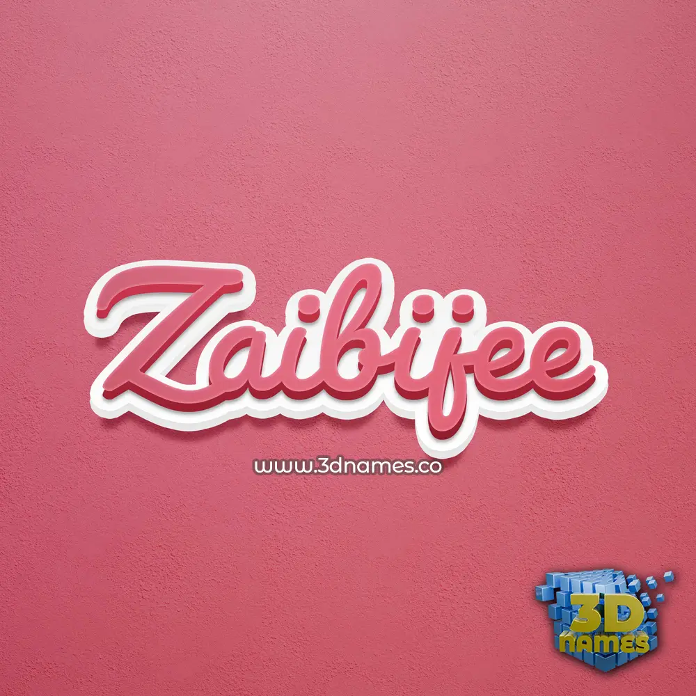 zaibijee in Red Scribble style - 3D name wallpaper