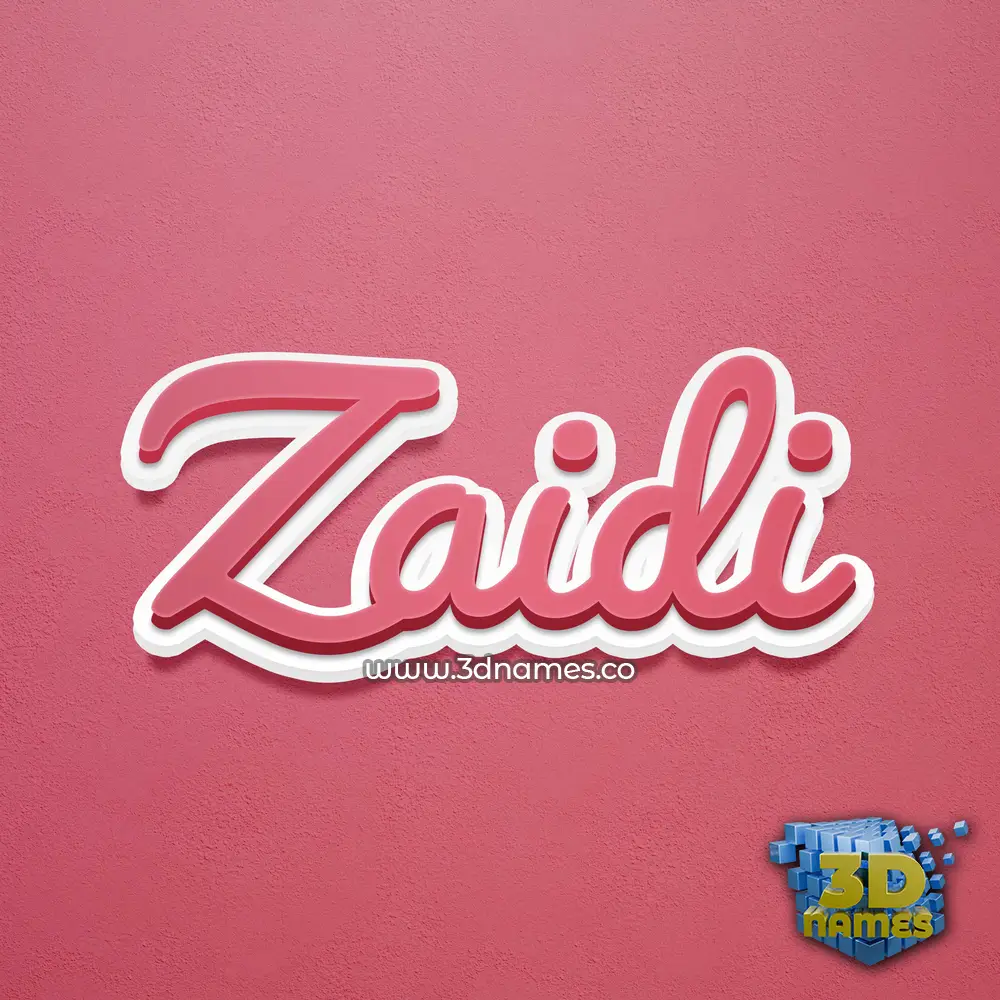 zaidi in Red Scribble style - 3D name wallpaper