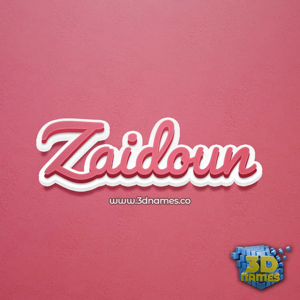 zaidoun in Red Scribble style - 3D name wallpaper