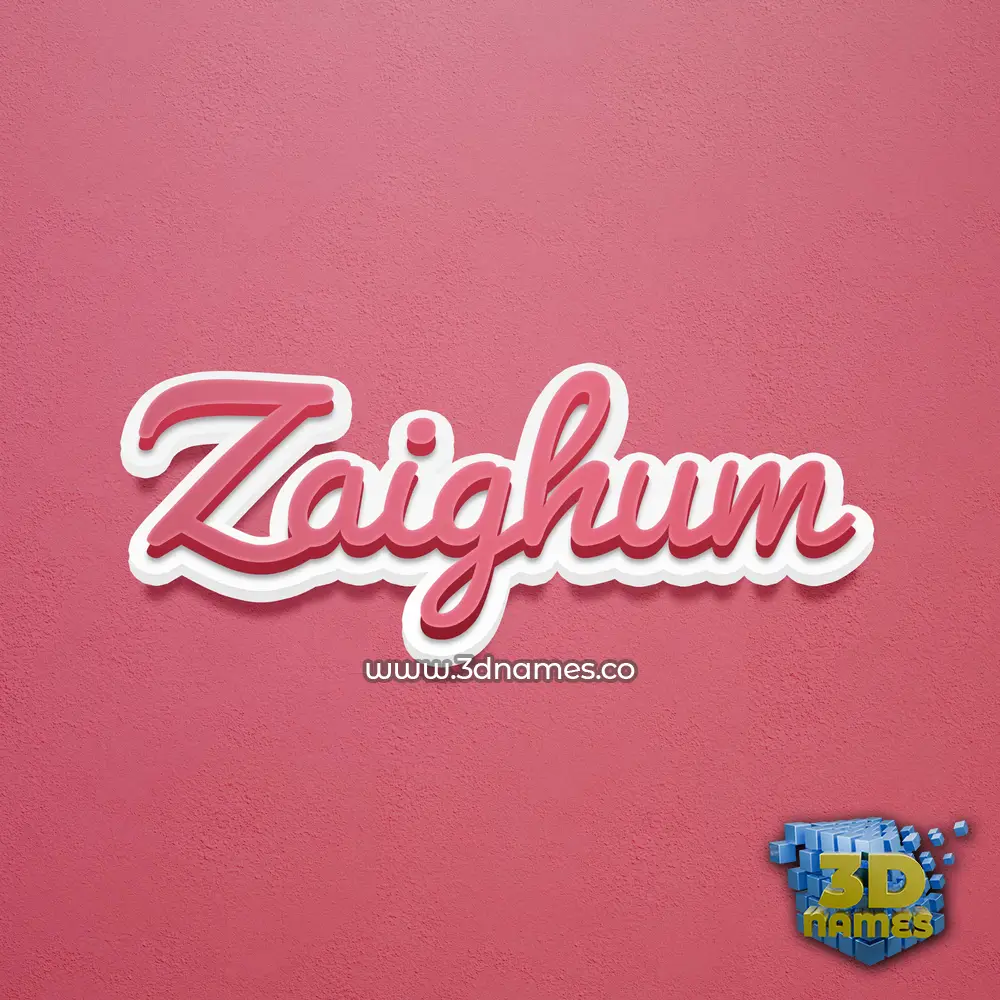zaighum in Red Scribble style - 3D name wallpaper