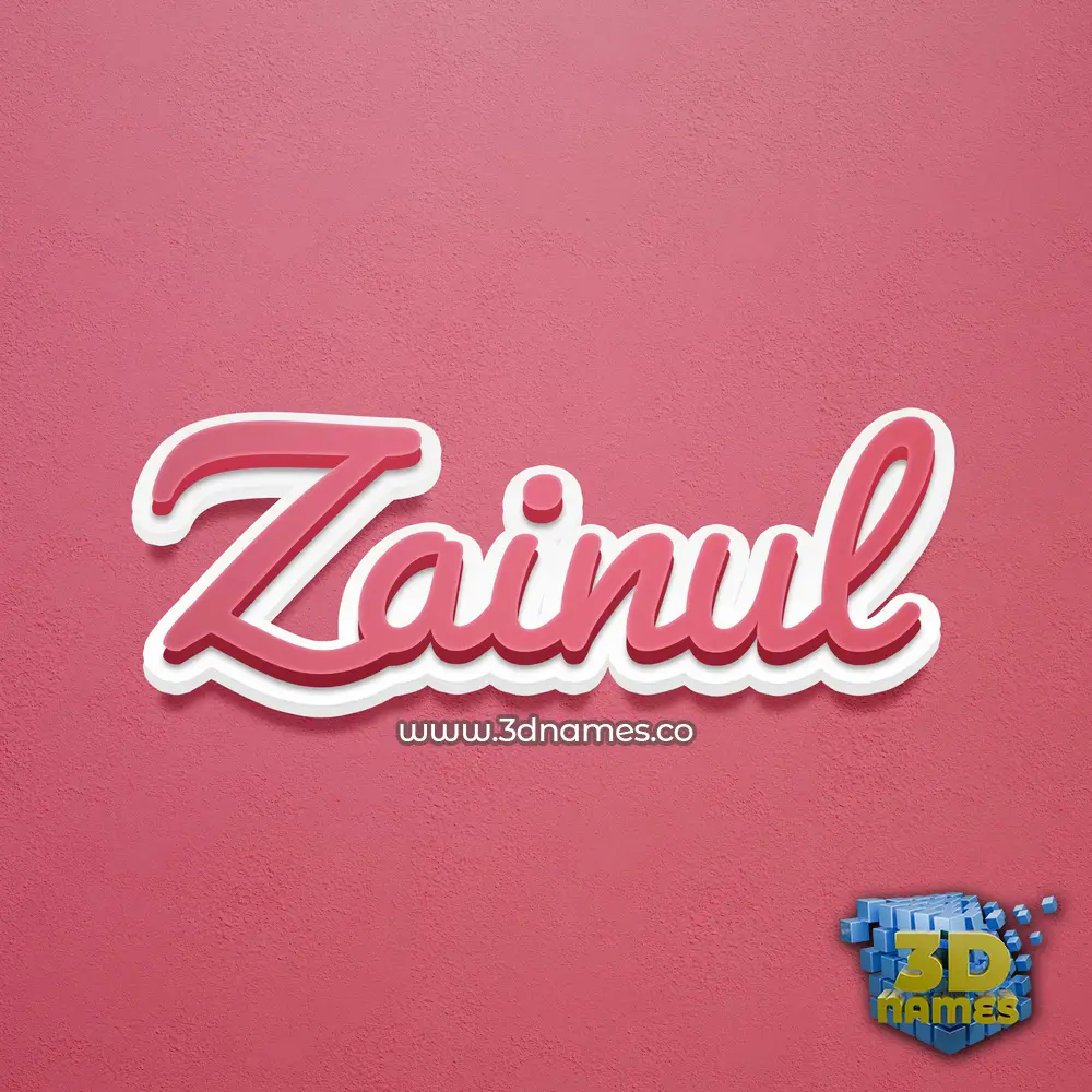 zainul in Red Scribble style - 3D name wallpaper