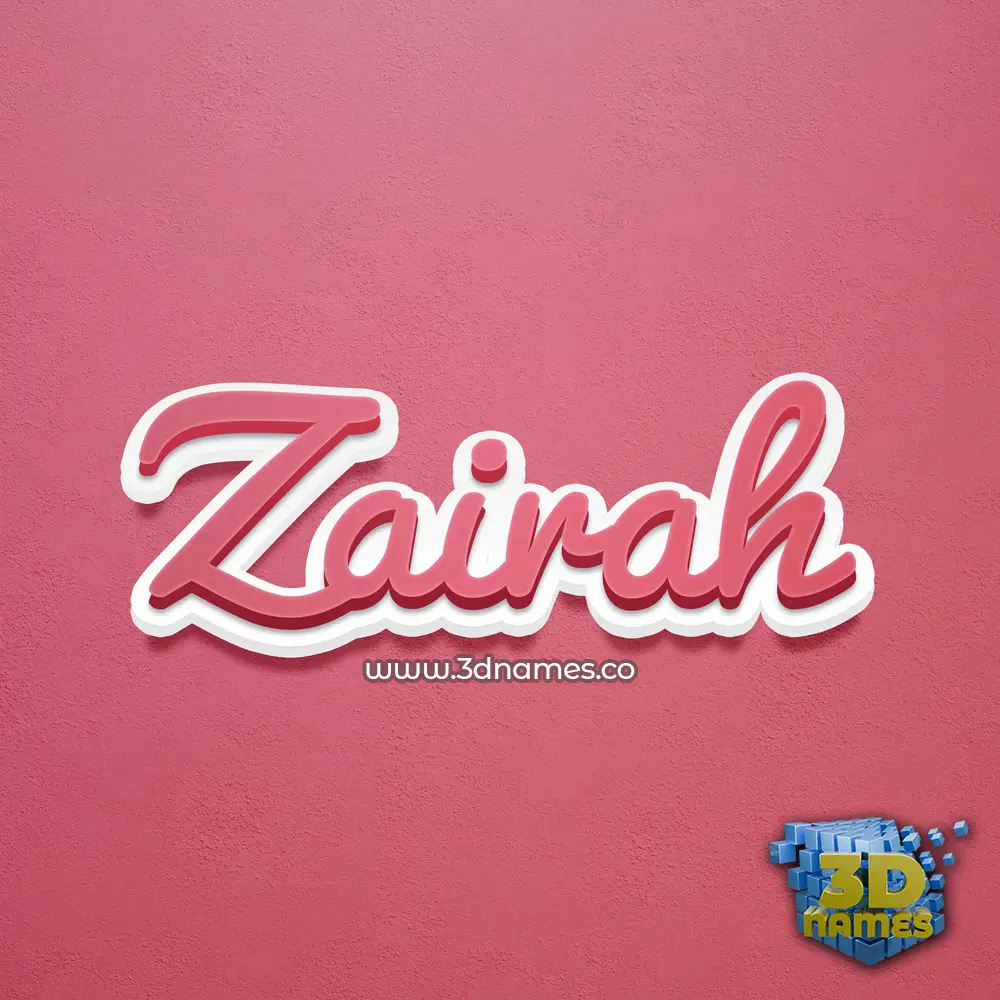 zairah in Red Scribble style - 3D name wallpaper